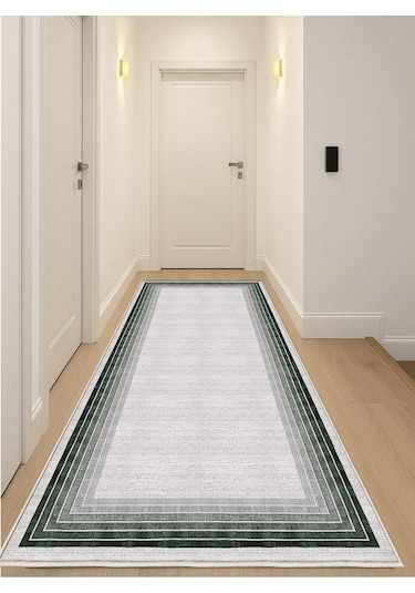 Yeşil Gri Dijital Baskı Salon Halısı Kaymaz Tabanlı Yıkanabilir Halı Yolluk 528 Yeşil