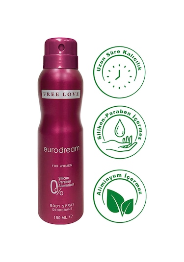 Free Love Eurodream Kadın Parfüm EDP  100 ML + Deodorant 3 x 150 ML