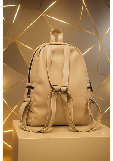 Newish Polo Donna Model Sırt Çantası-yıkama Suni Deri Krem