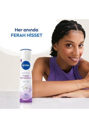 Nivea Fresh Sensation Kadın Sprey Deodorant 150 Ml,72 Saat Anti-perspirant Koruma,uzun Süren Ferahlık X3
