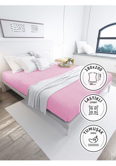 Favora Battal Boy Lastikli Penye Çarşaf - Pudra