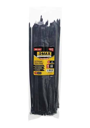 Siyah 3.6x250mm Plastik Cırt Kelepçe 100pcs 4741