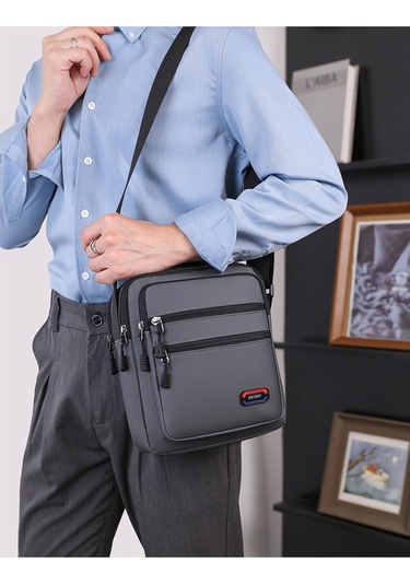 Erkekler İçin Şık Ve Fonksiyonel Tek Omuzlu Çanta Büyük Kapasiteli, Dikey Tasarım, İş Ve Günlük Kullanım İçin Pratik Crossbody Çanta Gri