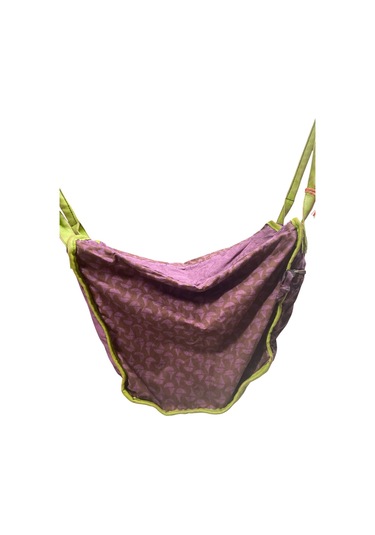 Kaliteli Eskitme Organik Vintage Salaş Desenli Günlük Gezi Seyahat Plaj Kadın Omuz El Çantası M Yeşil Mor