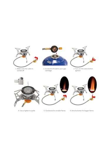 Geeksen "3200w Taşınabilir Rüzgara Dayanıklı Kamp Ocağı - 9 Plakalı Rüzgarlık İle Outdoor Pişirme" Gümüş