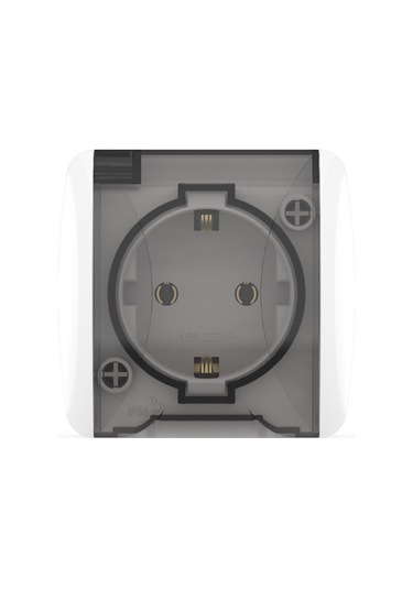 Elbi Eva Beyaz Nemliyer Kapaklı Topraklı Priz Ip54