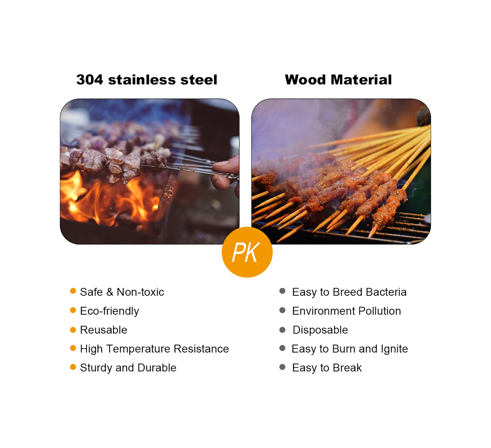 Geeroyoo 12 Adet 33.8cm Gıda Kalitesi Paslanmaz Çelik Şiş, Düz Uçlu, Kavrama Kolu Ve Kanca Tasarımı İle Bbq, Tavuk, Et, Sebze İçin Uygun Gümüş