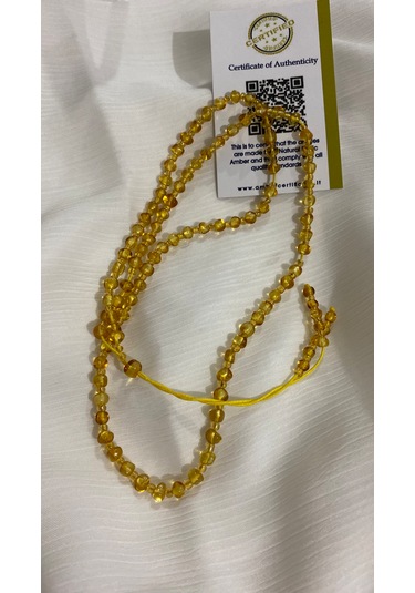 Sertifikalı Damla Kehribar Yetişkin Kolye Altın Sarısı