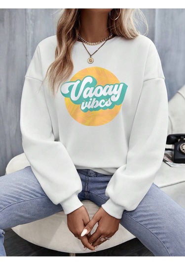 Yazılı Grafik Sweat-trzksw3760 Beyaz