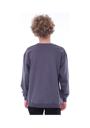 Zuzunga Oversize Unisex Basic Düz Antrasit Renk %100 Pamuk Sweatshirt Antrasit