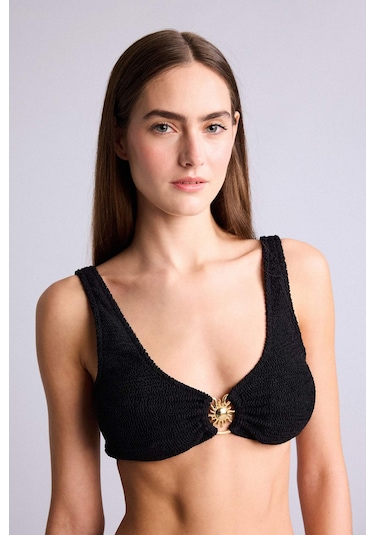 Defacto Regular Fıt Kırışık Dokulu Siyah Bikini Üstü E0206ax26smbk81 Siyah-bk81