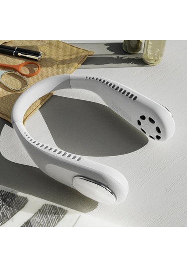 Mini Bladeless Fan 4000ma Usb Şarj Edilebilir Açık Spor Boyun Ev Gym Için Sessiz Taşınabilir Hava Soğutucu Fanlar Rqpıxl Beyaz