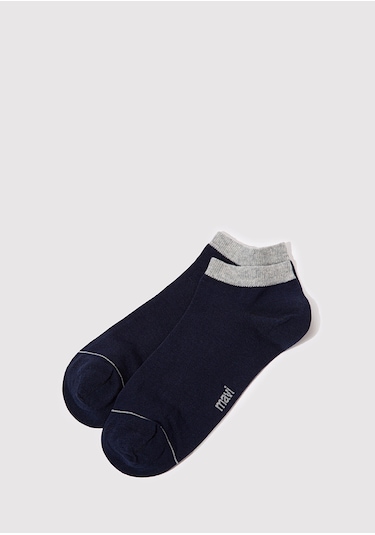 Mavi - 2Li Siyah Gri Patik Çorap Seti 090273-25723 Lacivert