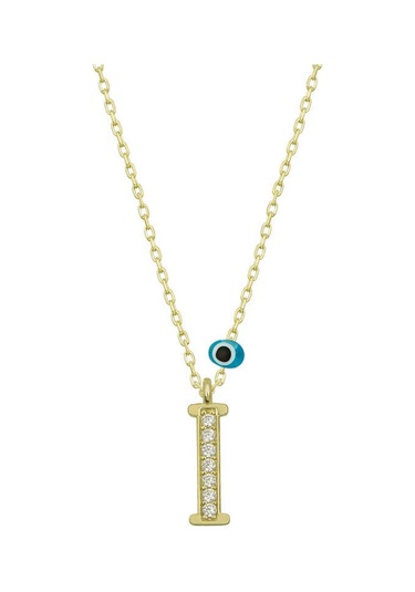 925 Ayar Gümüş Nazar Gold I Harfi Kadın Gümüş Kolye Gümüş