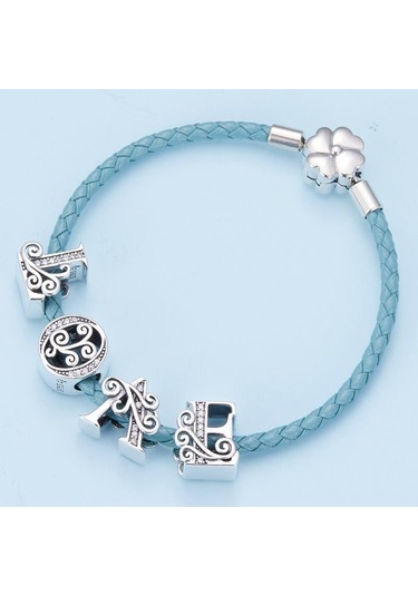 Bamoer Otantik 925 Ayar Gümüş Vintage Mektup A'dan Z'ye Zirkon Boncuk Takılar Fit Charm Bilezikler Dıy Takı A