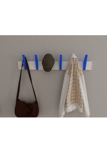 Hepsi3boyutlu Modern Duvar & Kapı Kanca Askılık - 6 Adet Mavi Kanca Askılık - Model No : 4 Mavi