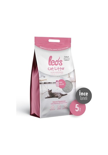 Leos Cat Litter Bebek Pudrası Kokulu İnce Topaklaşan Bentonit Kedi Kumu 5 L