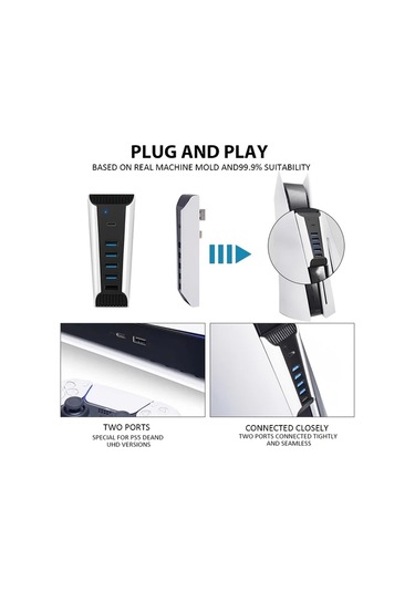 Xuweiwei Ps5 Hub Usb Yuksek Hizli Docking Istasyonu 2 Adet 4 Usb Port 1 Sarj Portu 1 Type C Uyumlu