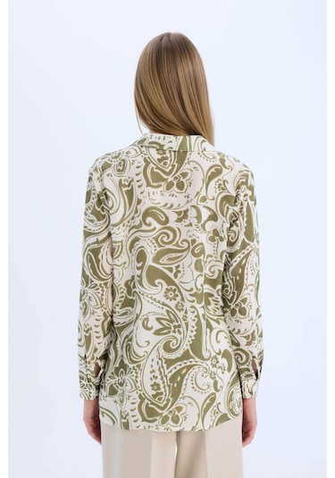 DeFacto Oversize Geniş Kalıp Desenli Uzun Kollu Gömlek Tunik E4347AX25SPKH503