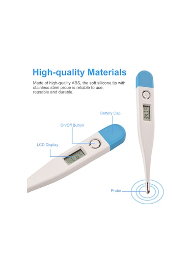 Jeehugo Ev Ve Evcil Hayvanlar İçin Çift Kullanimlı Hızlı Ölçüm Elektronik Termometre - Ağız/altı Çene - Lcd Ekranlı - Su Geçirmez - 3 Rastgele Model