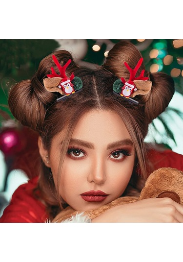 Noel Saç Tokası - Noel İçin Sevimli Boynuz Kulaklı Saç Aksesuarı Çok  Renkli