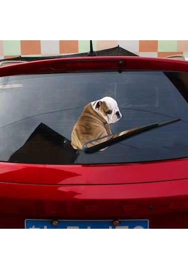 Jeemson Araba Arka Cam Köpek Sticker, Kabin Dekorasyon, Yağmur Sileci Sticker, Normal Yapıştırıcı Malzeme, 26x5cm Paket