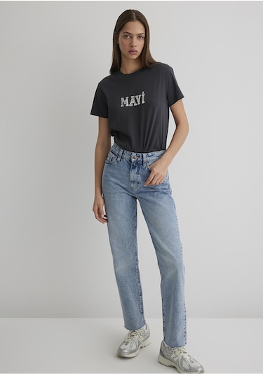 Mavi - Mavi Logo Baskılı Gri Tişört 1612232-34853 Gri