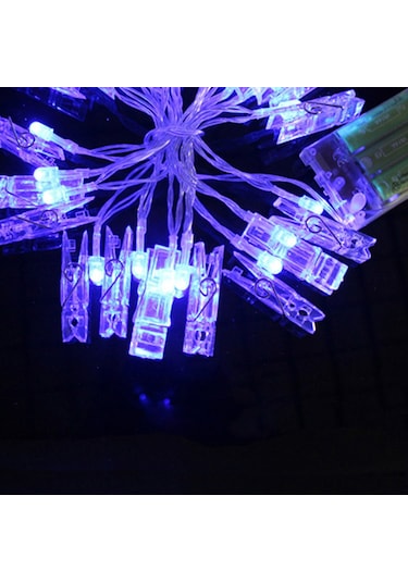 Ximistore9 Mavi 10 Led Fotoğraf Klipsli Iç Mekan Tatil Dekorasyonu Aydınlatma Işık Zinciri - Noel Ağacı, Partiler İçin Enerji Tasarruflu