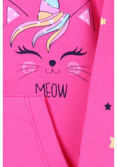 Breeze Kız Çocuk Hırka Kolları Desenli Baskılı 1-4 Yaş, Pembe