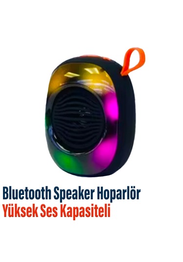 Blosuz Bluetooth Hoparlör 5w Rgb Işıklı Speaker Ses Bombası Siyah