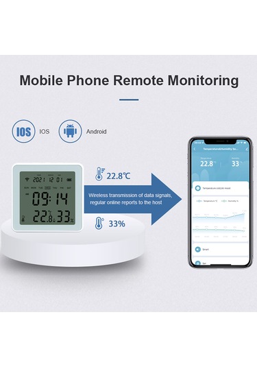 Tenfowee Tuya Wifi Akıllı Sıcaklık Ve Nem Sensörü - Ekranlı, Gerçek Zamanlı Güncelleme, Uygulama Kontrolü