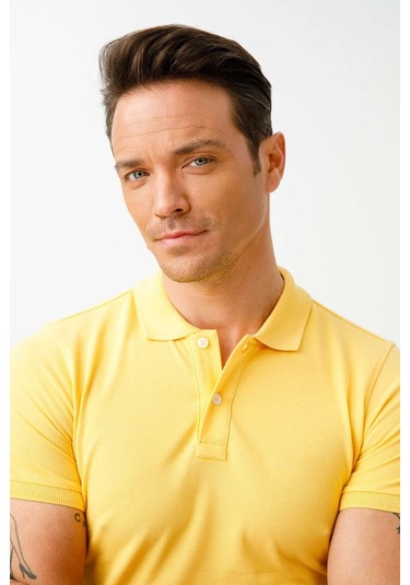Igs Modernfit Dar Kalıp Erkek Polo Yaka Tişört Sarı