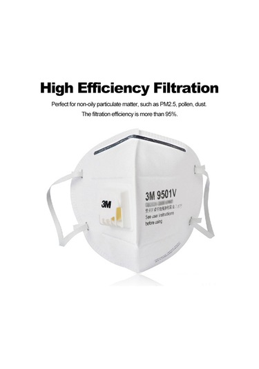 Yifomall 3m 9501v Solunum Valfi Li Kn95 Maske - 5 Katlı Koruma, Gb2626-2006 Standartı, Toz/porosyon Filtreleme, Burun Klipsi, Tekli Paket 1 Adet