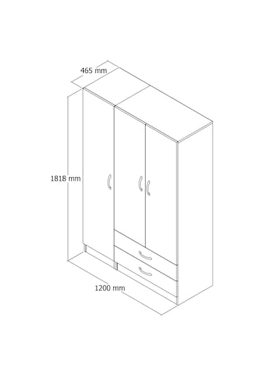 tanmob 3 Kapılı Iki Çekmeceli Geniş Gardrop Çam - Grd0502