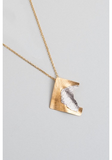 Kayıp Şehir 18 Ayar Sarı Altın Kaplama 47 Cm Gümüş Tasarım Kolye