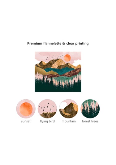 Singree Doğa Manzaralı Flanel Duvar Örtüsü - Dağ Ormanı Güneş Batımı Desenli Dekoratif Tapestri - Yatak Odası, Oturma Odası Dekoru - 150x180 Cm Çok Renkli