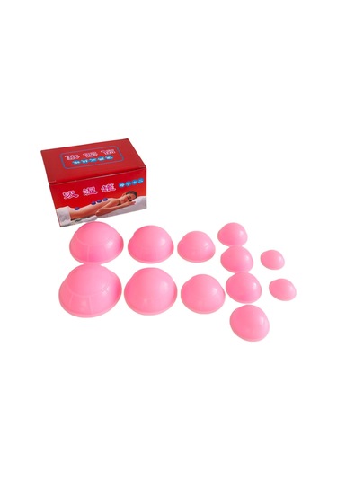 Yuntech01 12'li Pembe Silikon Vakum Çekim Kavanozları - Esnek, Sağlıklı Masaj Ve Fitness İçin Taşınabilir Hijyenik Aletler Çok Renkli