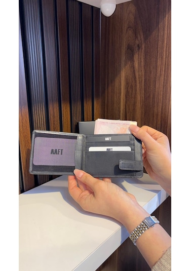 Mft Leather Hakiki Deri Mıknatıslı Kartlık Mona 1103 Antrasit