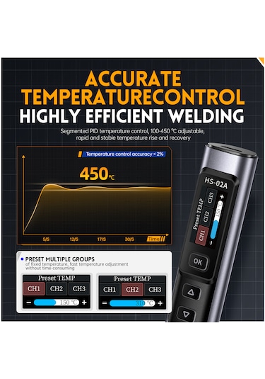 Fnırsı Hs-02a Akıllı Elektrikli Lehimleme Demiri, 100w Sabit Sıca