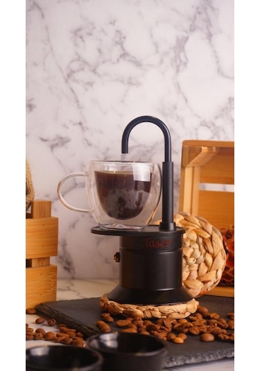 Taşev Bologna Siyah Açık Moka Pot T3503