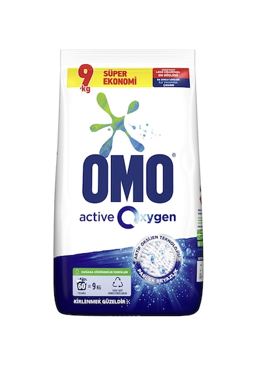 Omo Active Oxygen Beyazlar için Toz Çamaşır Deterjanı 9 KG