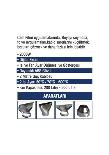 Mercure MC-9028 Dijital Göstergeli Sıcak Hava Tabancası
