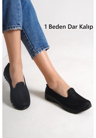 Kadın Fileli Bez Yazlık Spor Babet Siyah