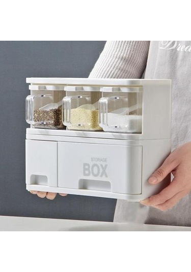 Mutfak Baharat Rafı Biber Çalkayıcılar Pişirme Alet Tuz Domuzları Çeşni Kavanoz Depolama Konteyneri Baharat Kutusu Cruet Şişe Organizatör Tuz Domuzları, Mahzenler Ve Sunucular 3