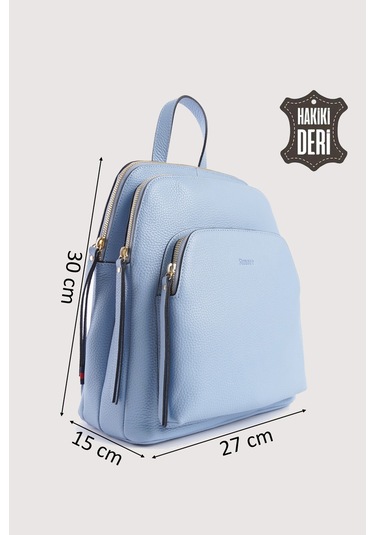 Hakiki Deri Kadın Sırt Çantası Açık Mavi Smr9209 Açık Mavi