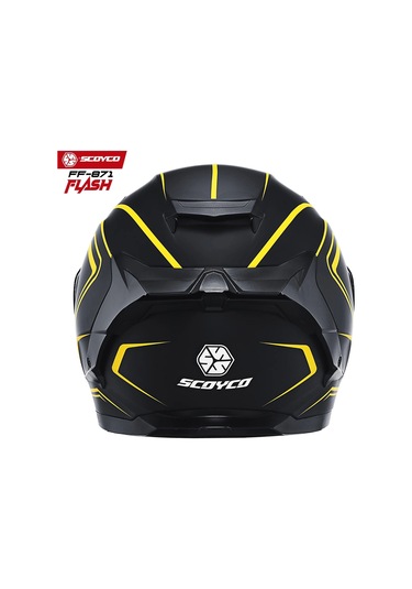 Scoyco FF-871 Flash Güneş Vizörlü Kapalı Motosiklet Kask Mat Sarı - Siyah
