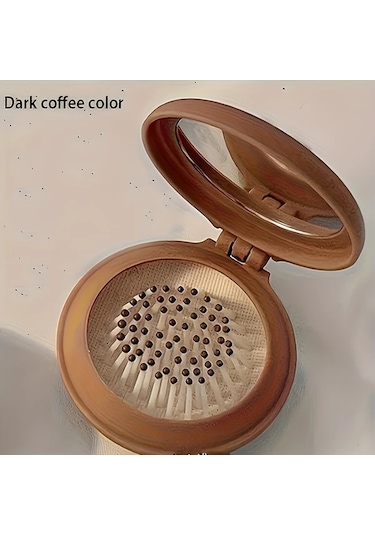 Chenkestoreone Kahve Rengi Katlanır Seyahat Tarağı Aynalı Kompakt Ve Hafif