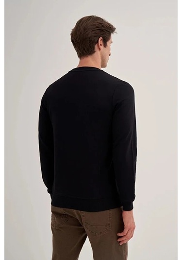 Cazador Slim Fit Mevsimlik 3 İplik Pamuk Karışımlı Sweatshirt-56100 Siyah