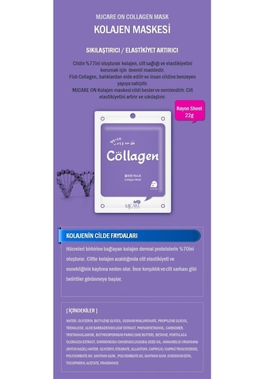 Mjcare On Collagen Mask - Kolajen Özlü Yüz Maskesi