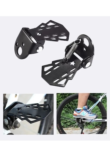 Ranyeek Dağ Bisikleti İçin Katlanır Mangan Çelik Pedal - Siyah, Çocuk Denge Tahtası Uyumlu Diğer